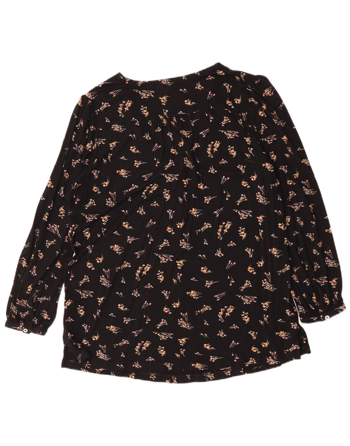 Женская блузка большого размера с длинным рукавом Fat Face, Великобритания 12, средний черный с цветочным принтом