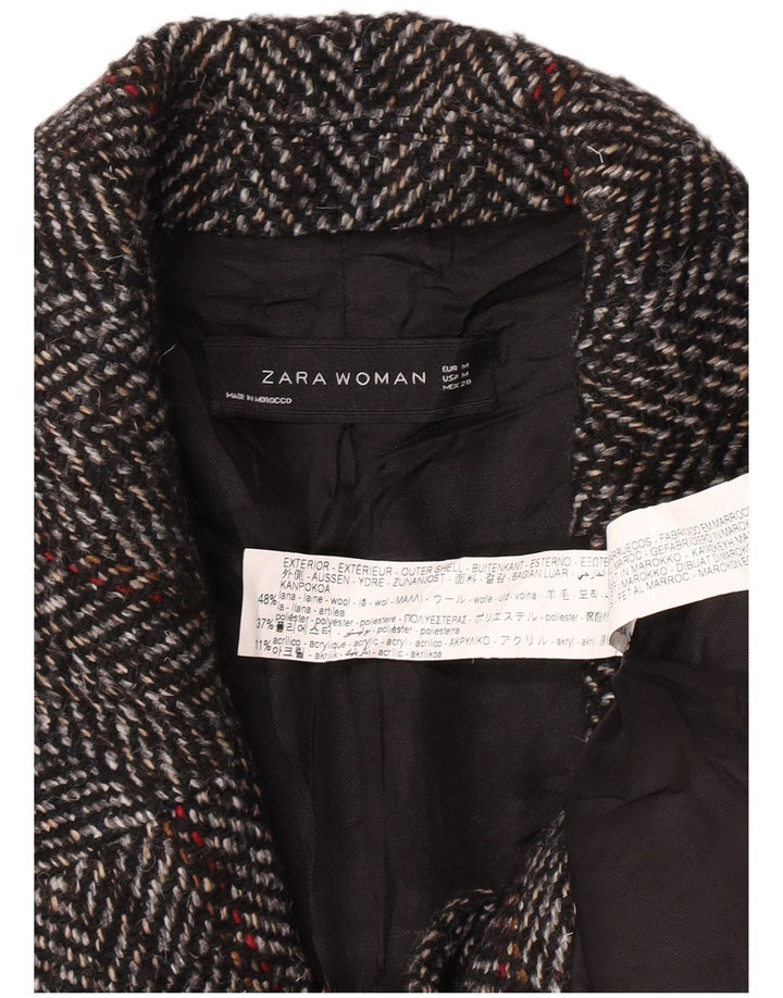 Женское пальто Zara UK 14, шерстяное в клетку среднего серого цвета
