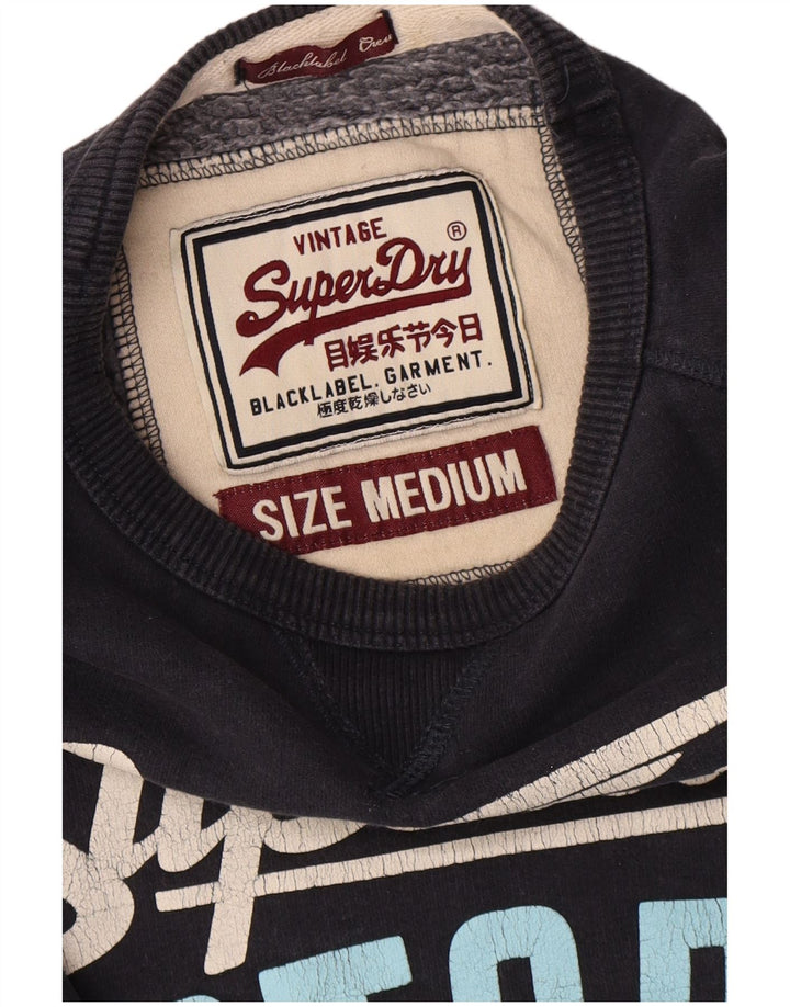 Мужской свитшот с рисунком Superdry, средний темно-синий хлопковый джемпер