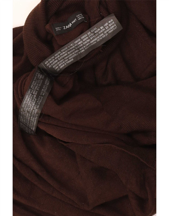 Женский джемпер с высоким воротником Zara UK 12, средний коричневый вискоза
