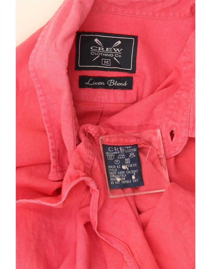 Crew Clothing Мужская рубашка из льна среднего розового цвета
