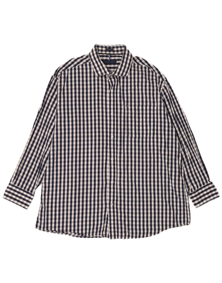 Мужская рубашка обычного кроя Tommy Hilfiger, размер 17 1/2 XL, темно-синяя в мелкую клетку