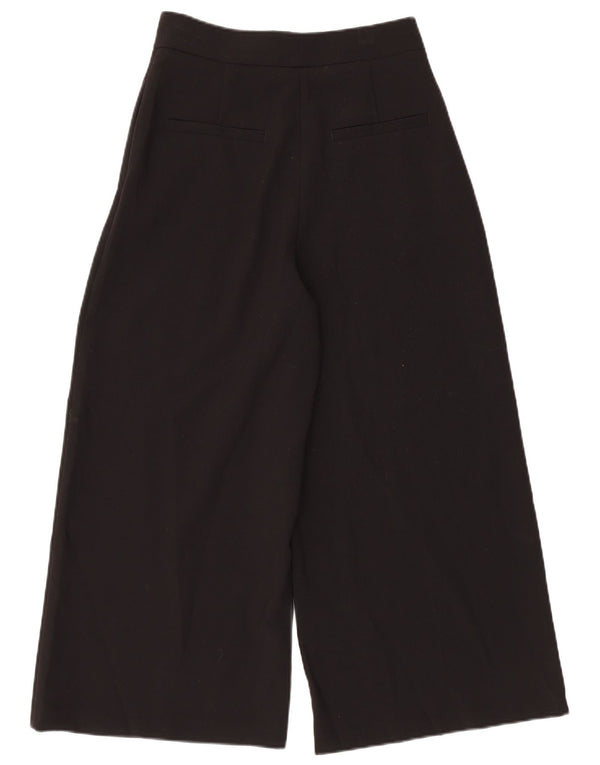 Zara Женские укороченные брюки с высокой талией и широкими штанинами, маленькие W26 L23, черные