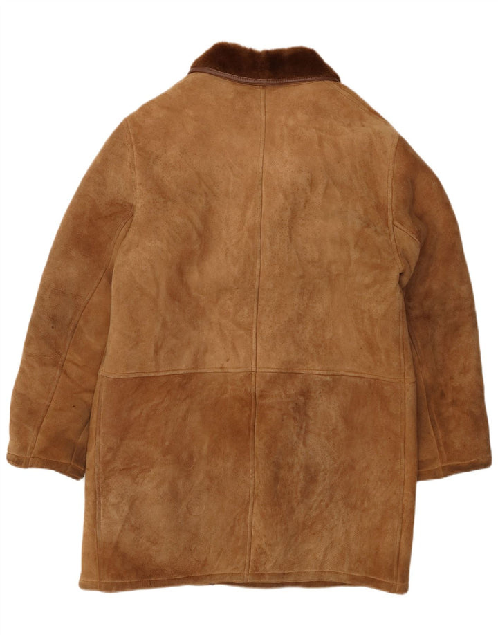 Мужская двубортная дубленка VINTAGE UK 36 маленькая коричневая короткая дубленка