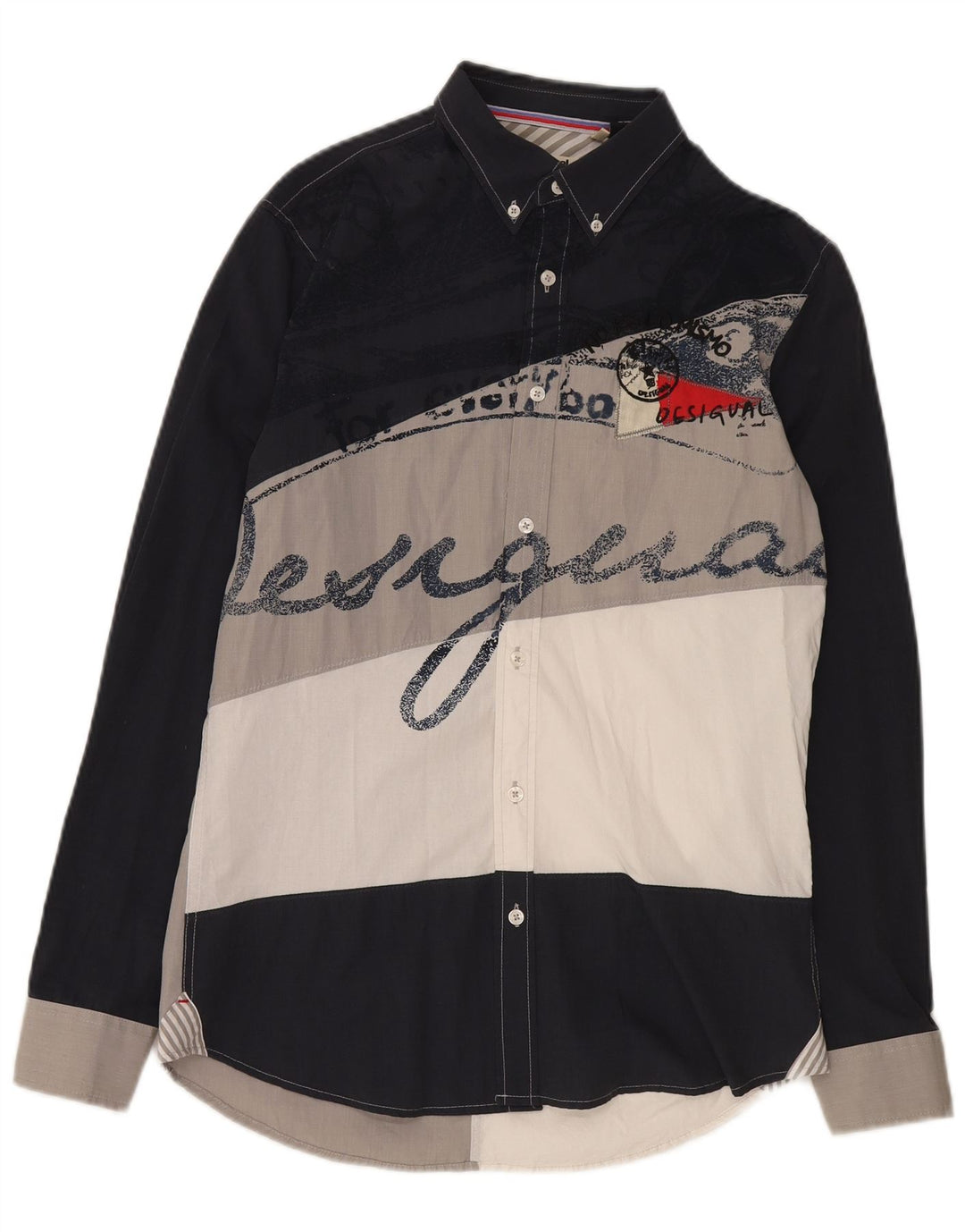 Мужская рубашка с рисунком Desigual, большая разноцветная хлопковая рубашка с цветными блоками