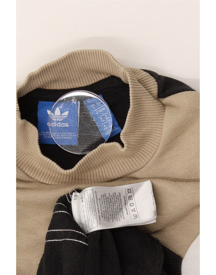 ADIDAS Womens Oversized Sweatshirt Jumper UK 8 Small Black Colourblock Vintage Adidas and Second-Hand Adidas from Messina Hembry 
