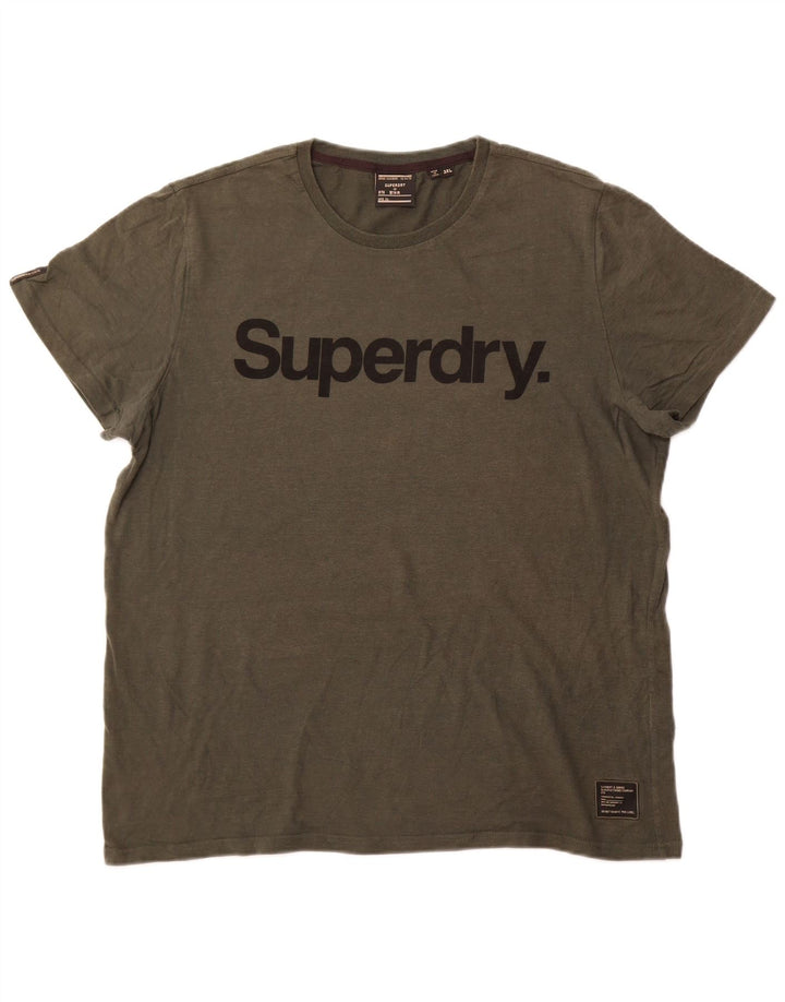 Мужская футболка с рисунком Superdry 3XL, цвет хаки, хлопок