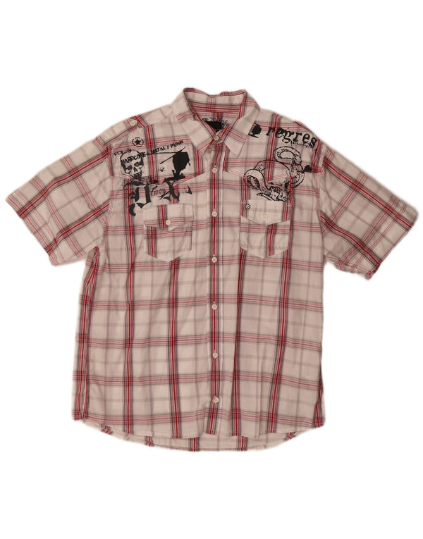 Мужская рубашка с коротким рукавом с рисунком Blend XL, хлопок в красную клетку