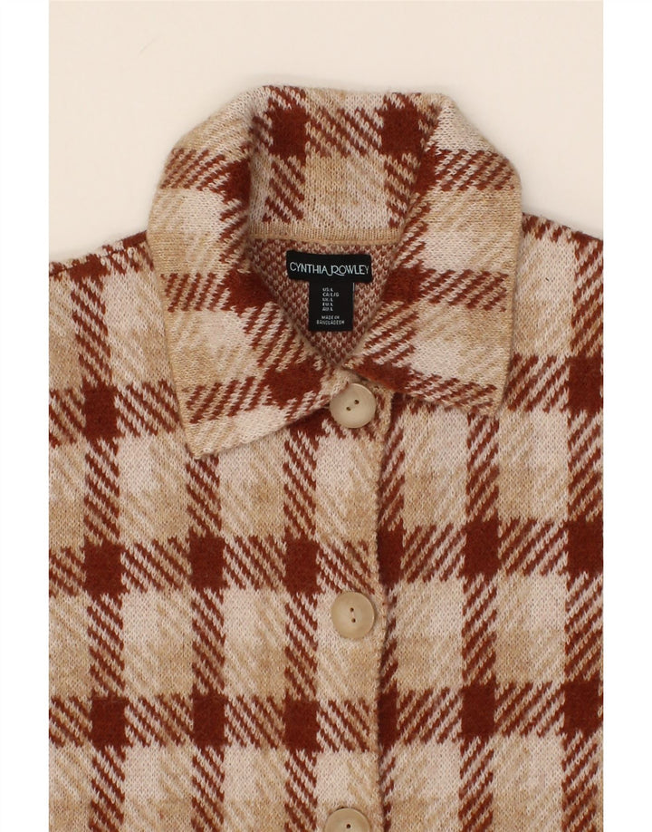 CYNTHIA ROWLEY Womens Overcoat UK 16 Large Beige Check Acrylic Vintage Cynthia Rowley and Second-Hand Cynthia Rowley from Messina Hembry 