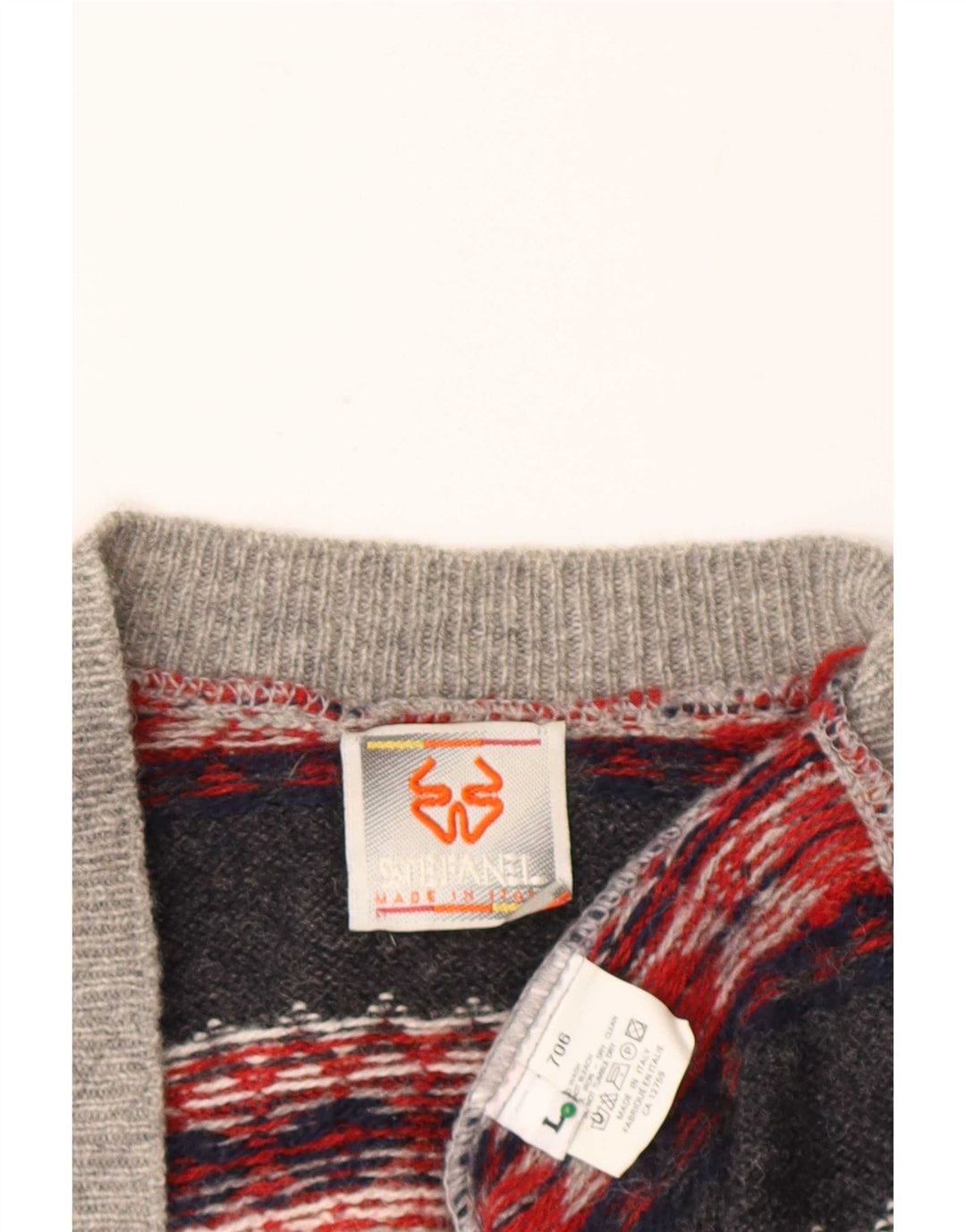 Мужской кардиган Stefanel, большой серый шерстяной свитер Fair Isle