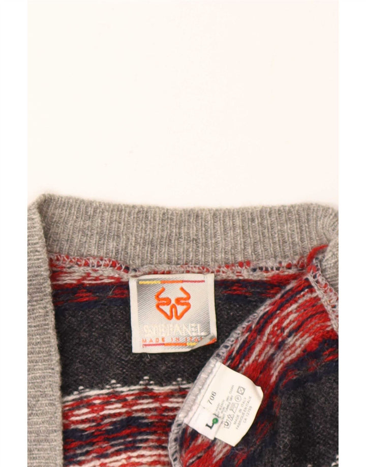 Мужской кардиган Stefanel, большой серый шерстяной свитер Fair Isle