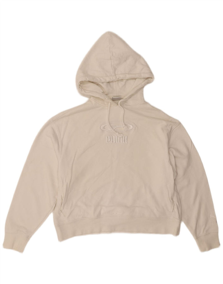PUMA Womens Graphic Hoodie Jumper UK 12 Medium White