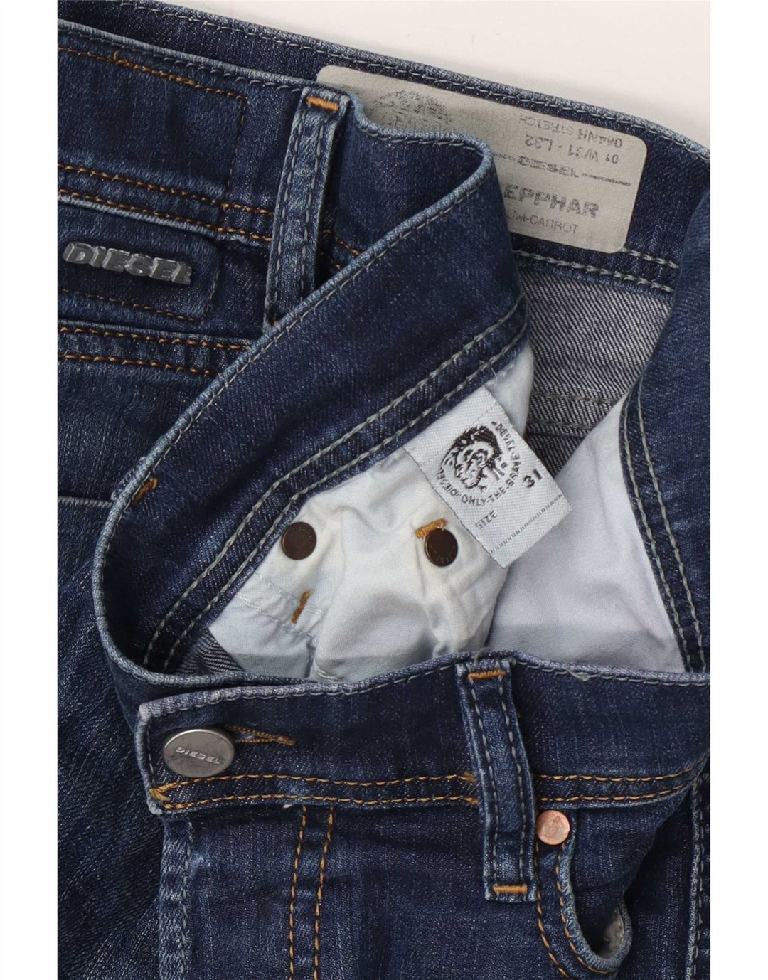 Мужские зауженные джинсы Diesel Tepphar Regular Carrot W31 L32 синие