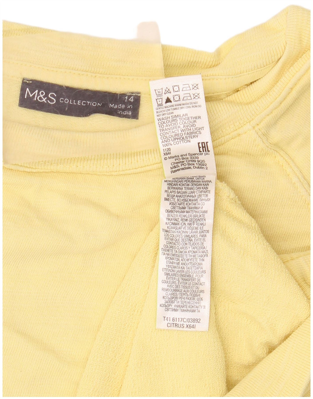 Женский свитер Marks & Spencer UK 14, большой желтый хлопок