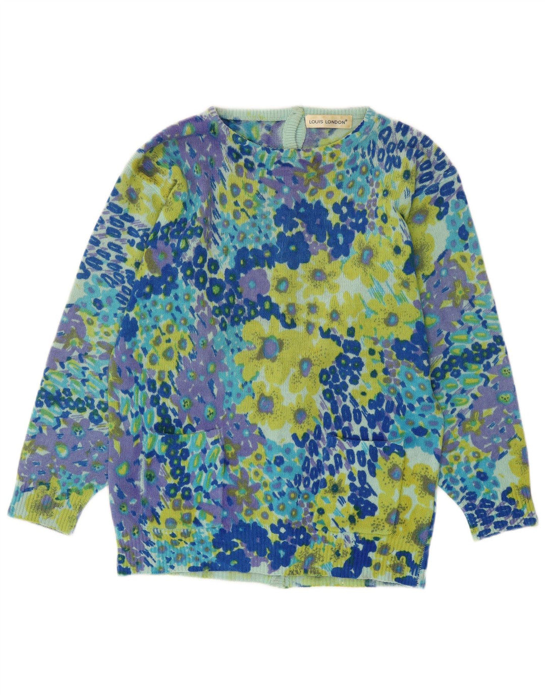 LOUIS LONDON Женский кардиган-свитер EU 38 Средний синий с животным принтом