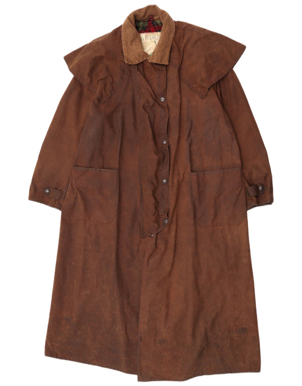 W.K. BACKHOUSE Womens Oversized Waxed Capelet Coat UK 14 Medium Brown