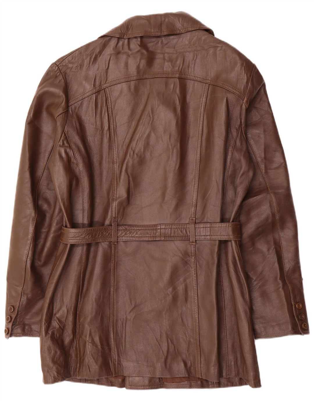 Винтажная мужская двубортная кожаная куртка IT 52 XL Коричневая кожаная