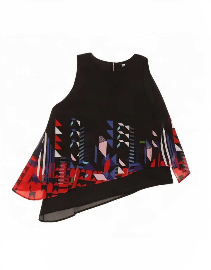 Женская асимметричная блузка Desigual Top UK 14, большой черный полиэстер с геометрическим рисунком
