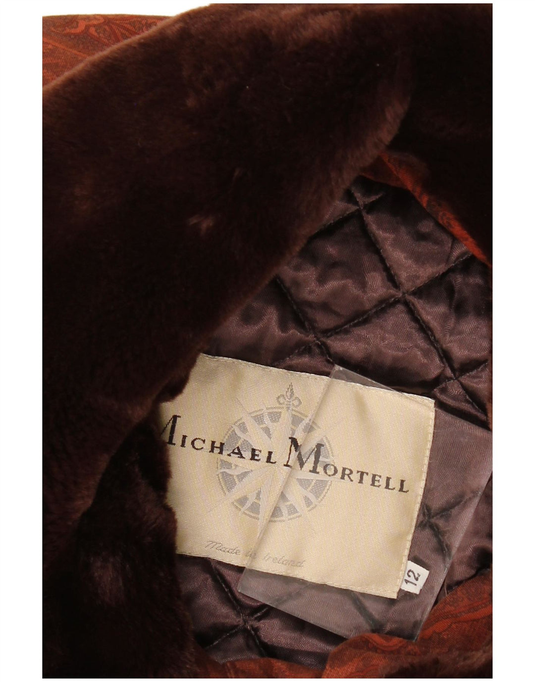 MICHAEL MORTELL Женское пальто оверсайз UK 12 Medium Brown Пейсли