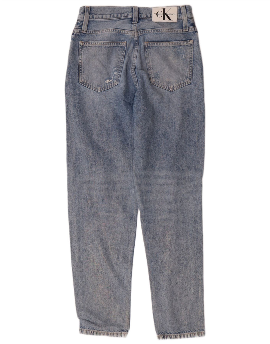Женские рваные зауженные джинсы с высокой талией Calvin Klein W26 L28 Синие гранж