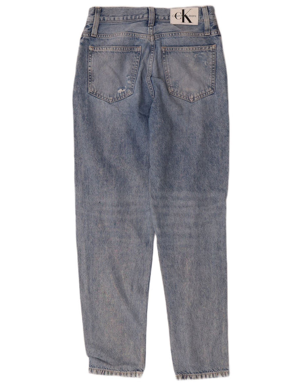 Женские рваные зауженные джинсы с высокой талией Calvin Klein W26 L28 Синие гранж