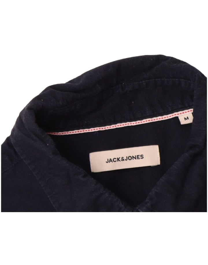 Мужская рубашка Jack & Jones среднего размера, темно-синяя, хлопковая