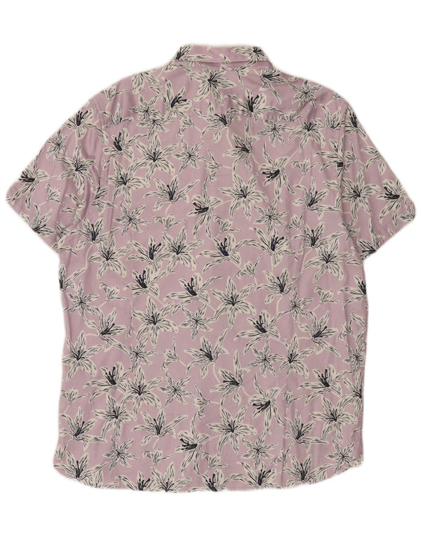 Мужская рубашка с коротким рукавом Ted Baker, размер 6, 2XL, фиолетовая, хлопковая с цветочным принтом