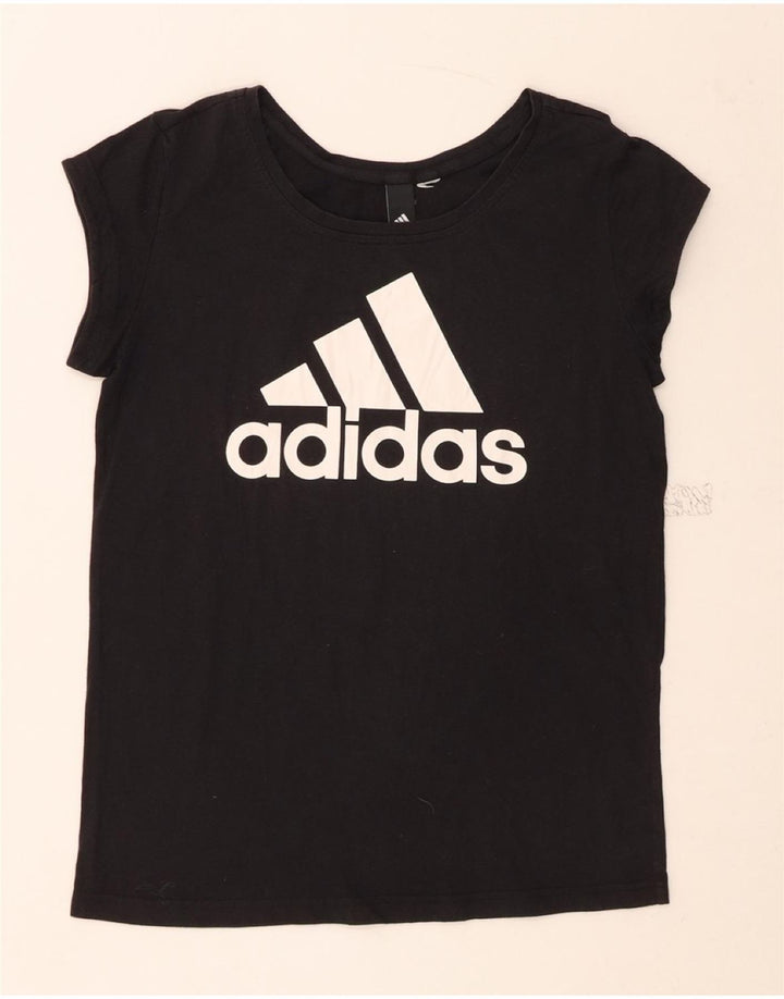 ADIDAS Womens Graphic T-Shirt Top UK 12 Medium Black Vintage Adidas and Second-Hand Adidas from Messina Hembry 