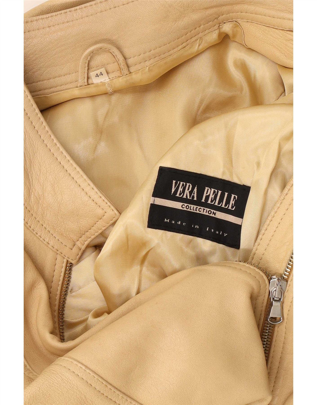 Винтажная женская укороченная кожаная куртка IT 44 Medium Beige Leather