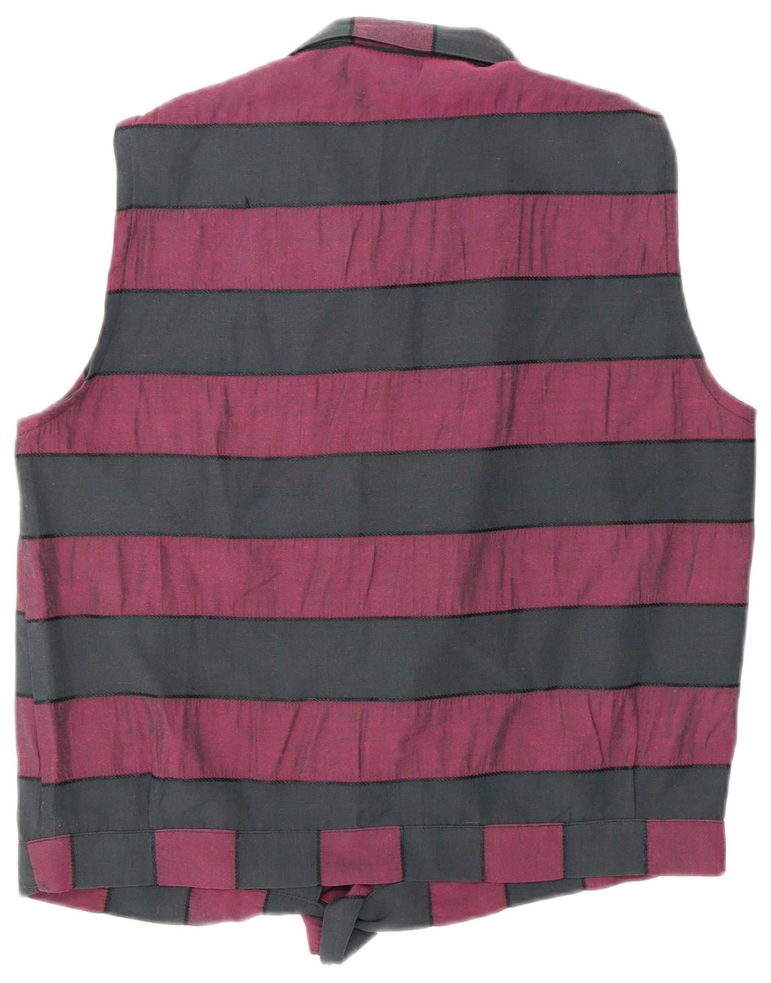 VINTAGE Женская блузка-рубашка с завязками спереди, Великобритания 16, средний черный в полоску