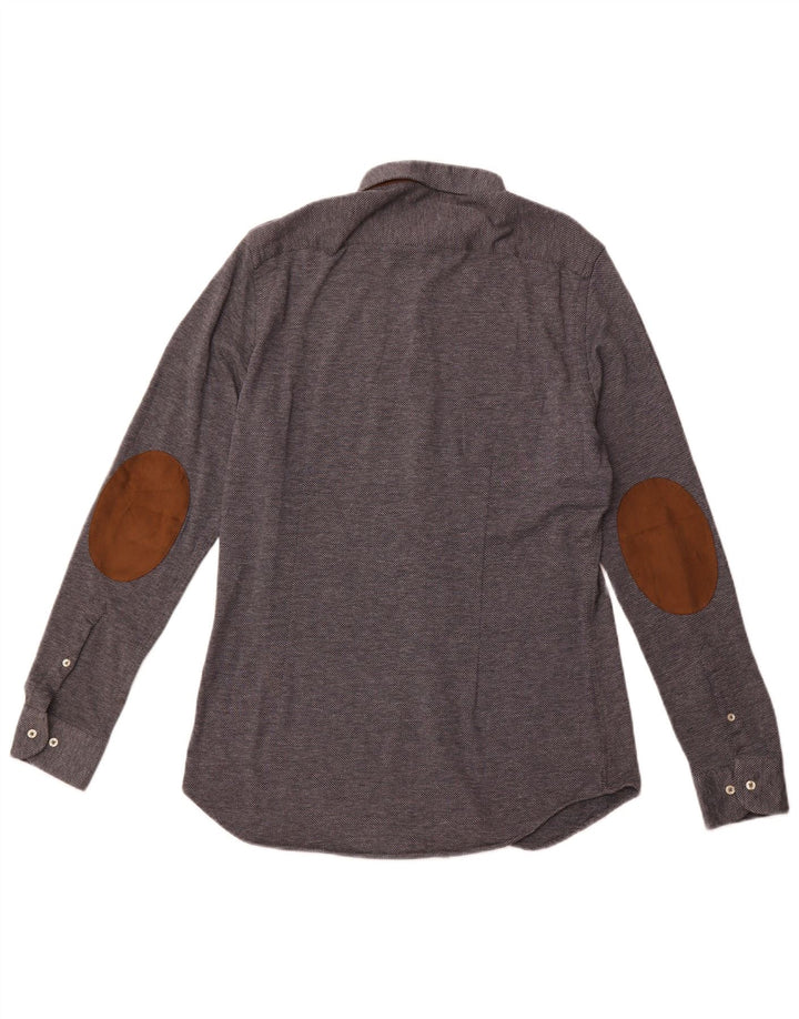 Мужская рубашка узкого кроя ZARA, большая, темно-синяя, в крапинку