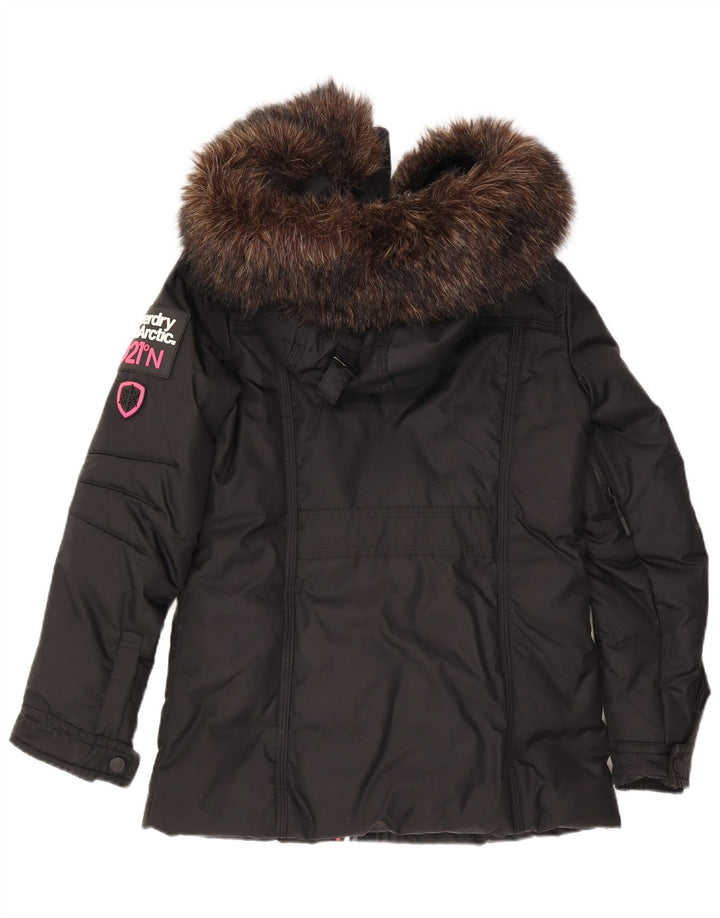 Женская утепленная куртка с капюшоном Superdry UK 10, маленькая, черный нейлон
