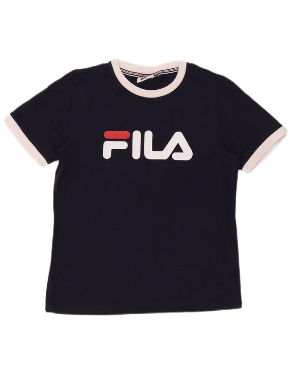 Женская футболка с рисунком Fila Top UK 14, средний темно-синий хлопок