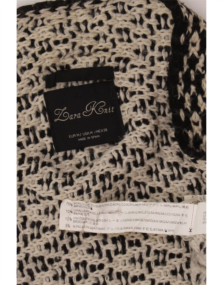 Женский свободный открытый кардиган ZARA UK 14, средний черный акрил