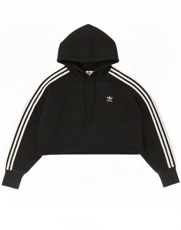 Женский укороченный джемпер с капюшоном Adidas Oversized UK 8, маленький, черный, хлопок