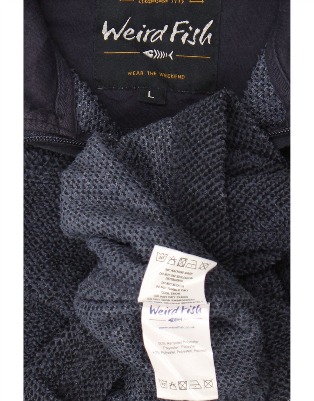 Мужской свитер WEIRD FISH с воротником на молнии, большой темно-синий полиэстер