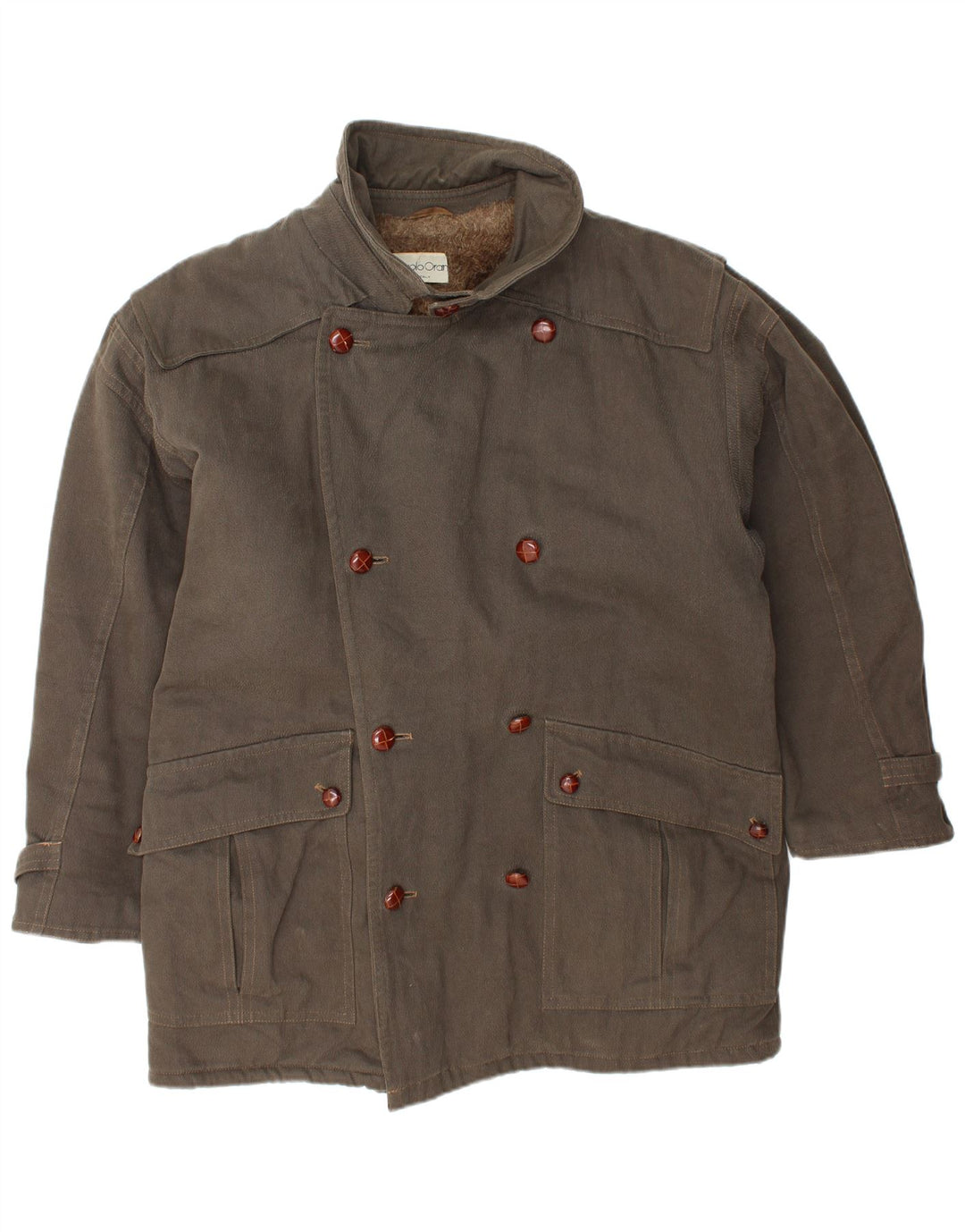 Мужская куртка из шерпы VINTAGE UK 40, большая коричневая, хлопок