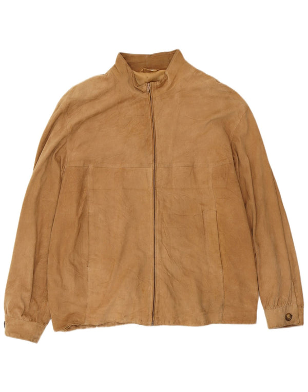 Vintage Mens Suede Jacket IT 54 XL Beige Leather