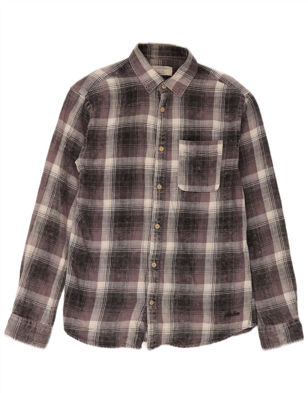 Мужская фланелевая рубашка Jack & Jones, маленькая серая клетка, хлопок