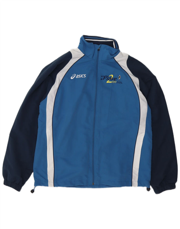 Мужская спортивная куртка с графическим рисунком ASICS, большая синяя полиэстер с цветными блоками