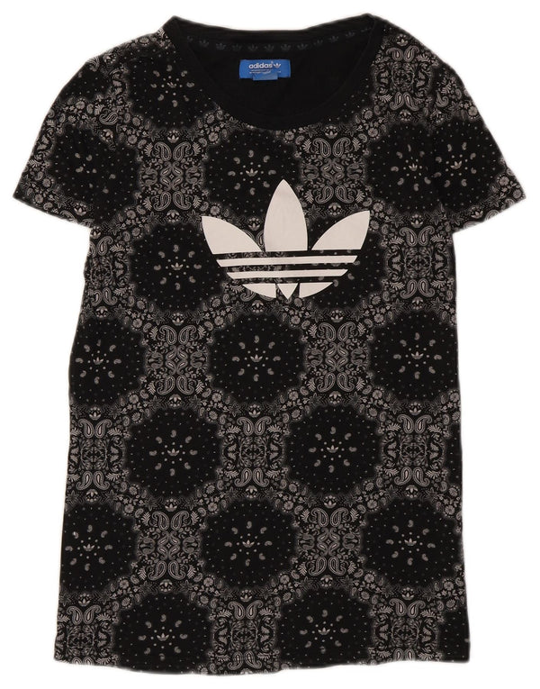 Женская футболка с рисунком Adidas Top UK 14 Medium Black Paisley Cotton