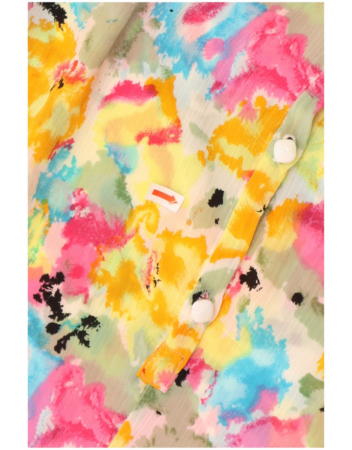 ВИНТАЖНАЯ женская блузка-рубашка с коротким рукавом, Великобритания, 16, большая разноцветная тай-дай