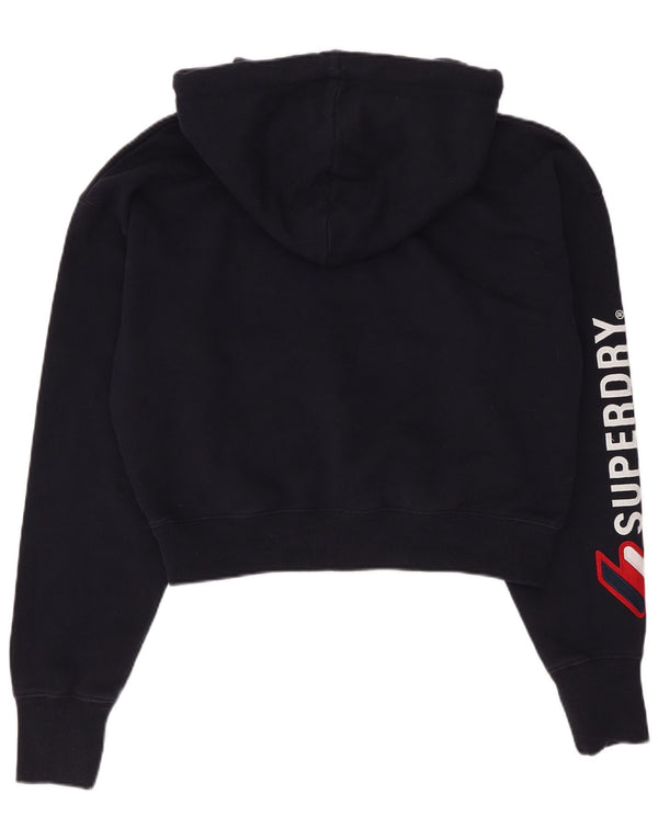 Женский укороченный джемпер с капюшоном Superdry большого размера UK 10, маленький темно-синий