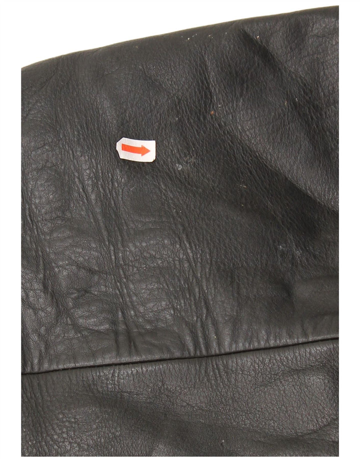 Винтажная женская кожаная байкерская куртка UK 22 3XL, черная кожа