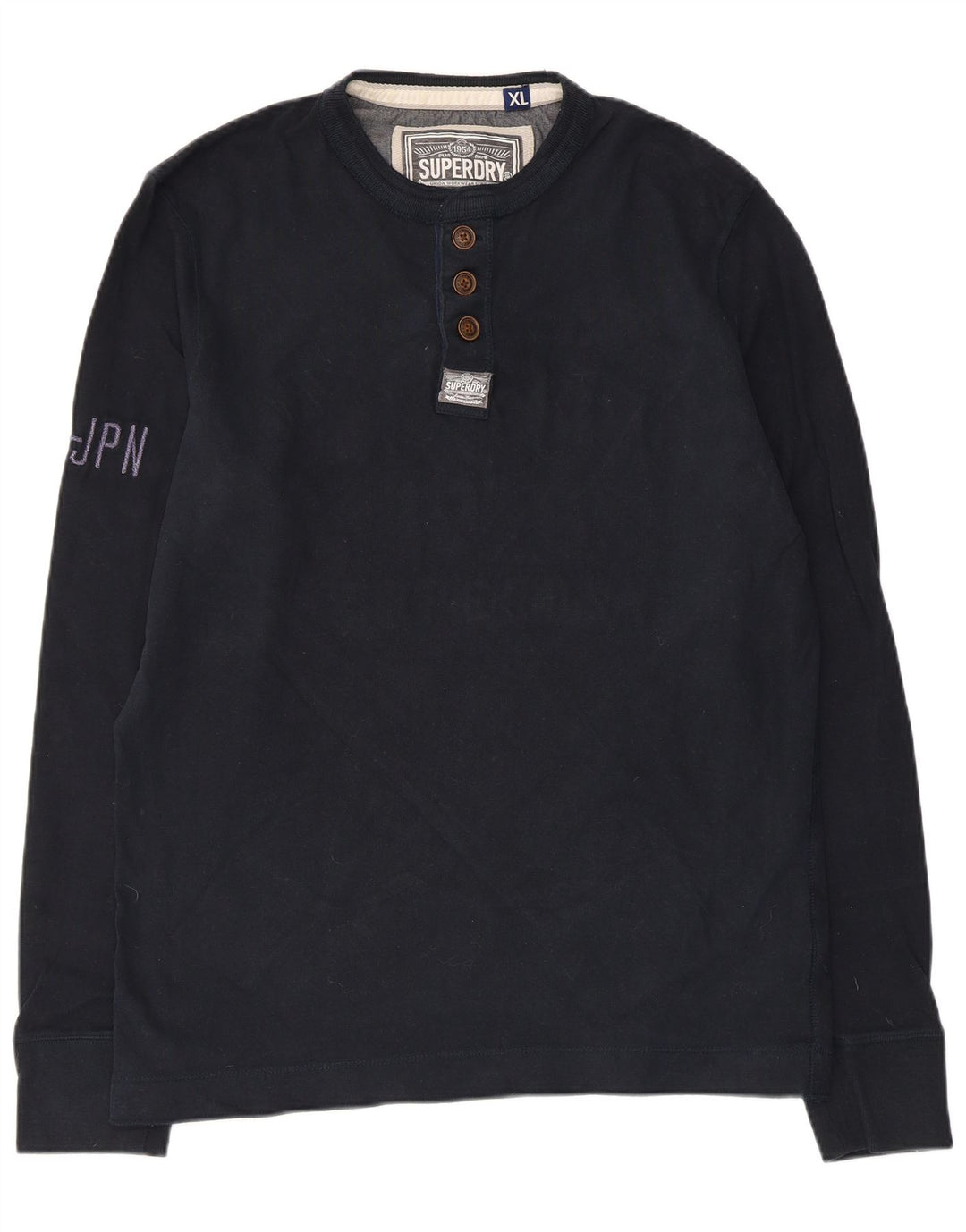 Мужской топ с рисунком Superdry с длинным рукавом XL, темно-синий, хлопок