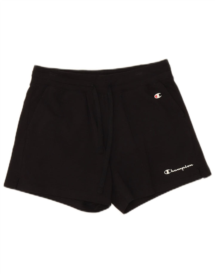 CHAMPION Womens Sport Shorts UK 12 Medium  Black Cotton