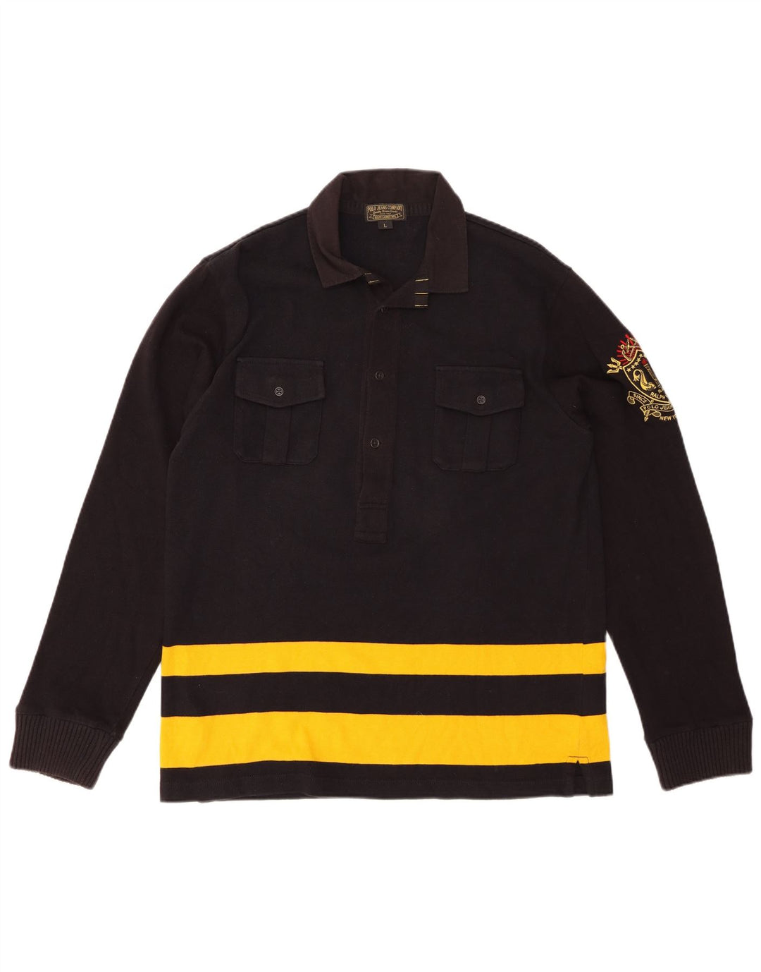 Мужская рубашка-поло для регби с длинным рукавом POLO RALPH LAUREN, большая черная полоска