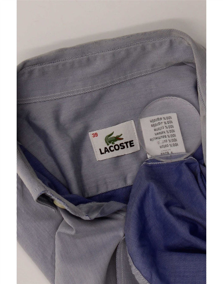 Мужская рубашка Lacoste, размер 39, маленькая синяя хлопковая полоска