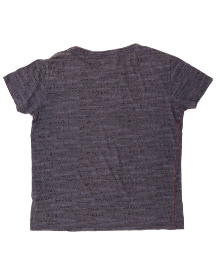 ARMANI JEANS Мужская тонкая футболка с рисунком Топ 2XL Темно-синий