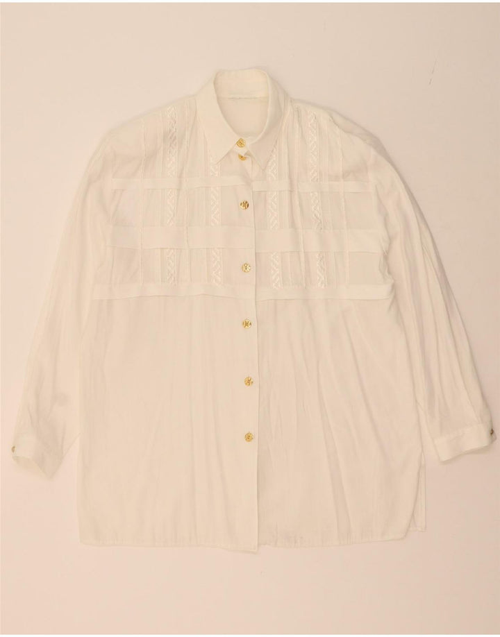 VINTAGE Womens Shirt UK 20 2XL White Viscose Vintage Vintage and Second-Hand Vintage from Messina Hembry 